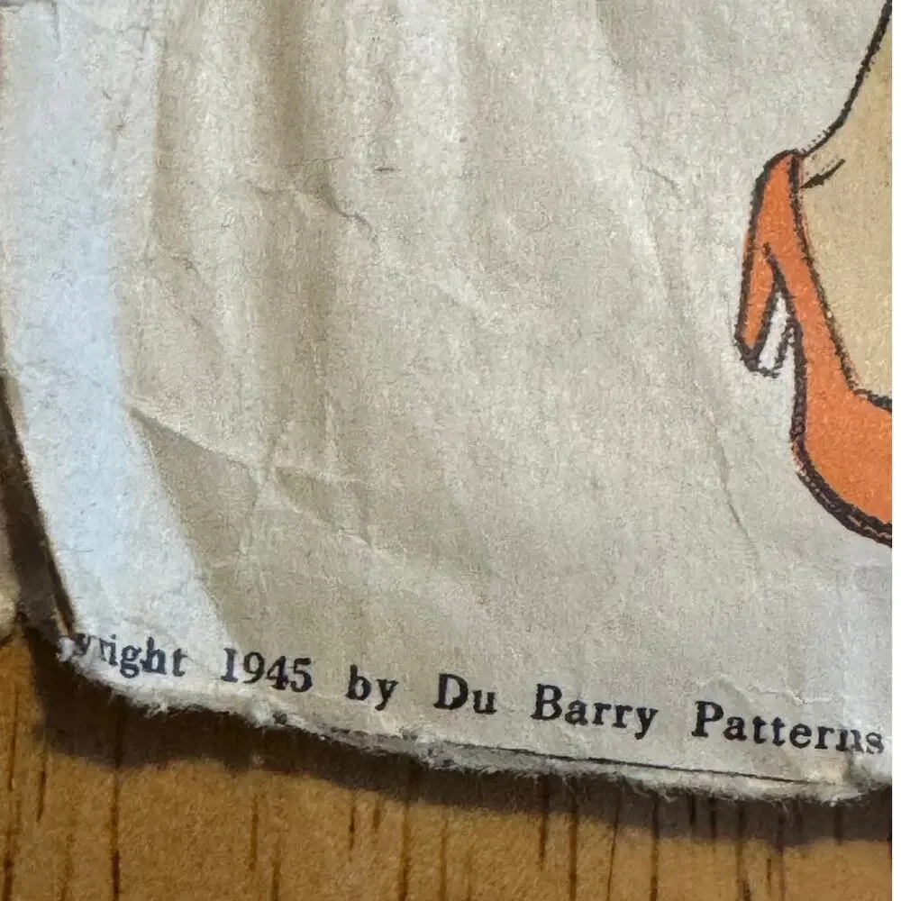 Vintage 1945 DuBarry Sewing Pattern 6030 Two Piece Dress Size 12 Bust 30 WW2 Era